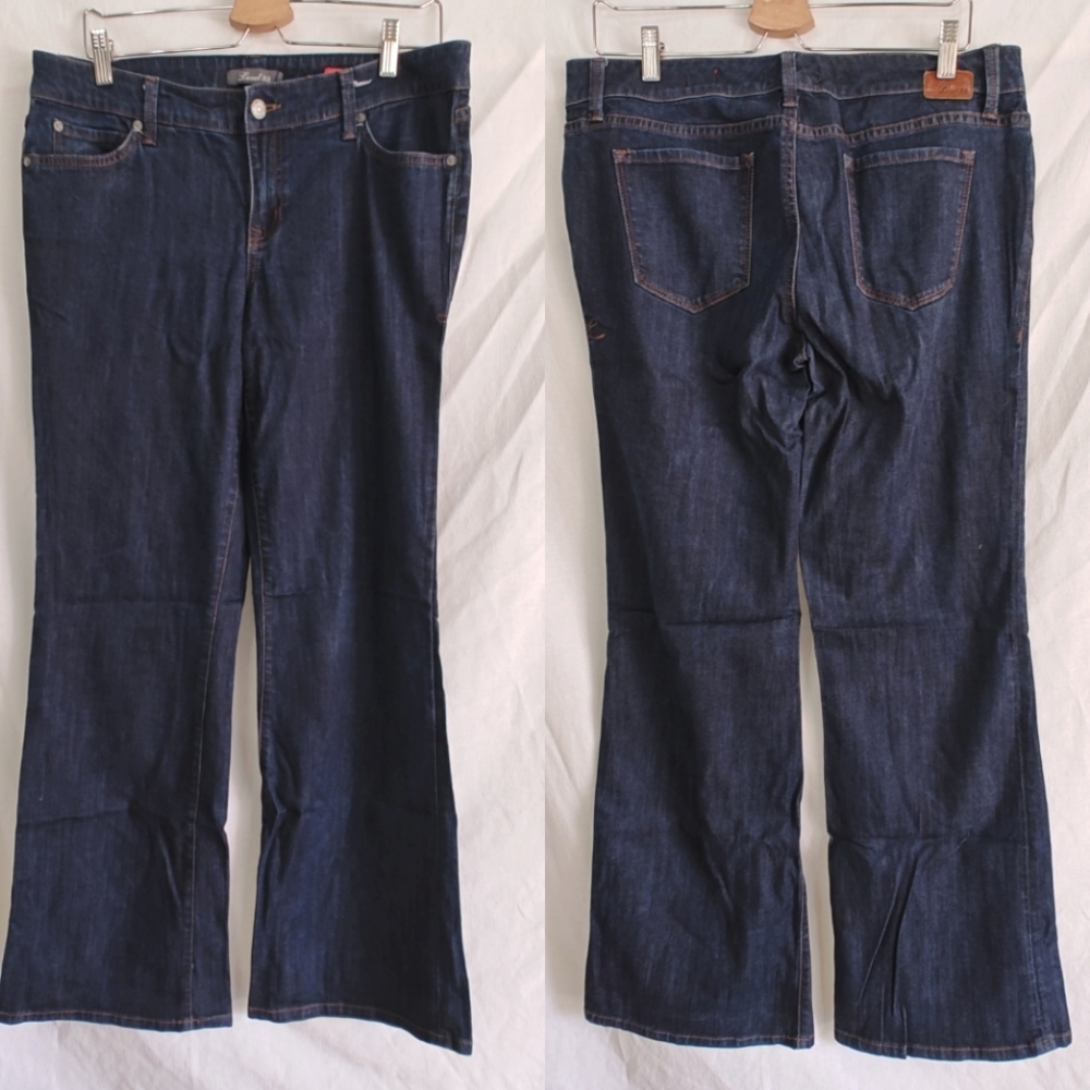 Level 99 Newport Wide Leg Jeans Denim Dark Wash 32 Midrise Poly Cotton‎ Spandex